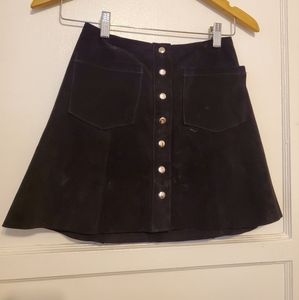 Reformation black suede leather button down mini skirt. Size 0. Gently used